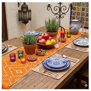 Handmade OAXACAN Table Bed Console Dresser Runner Embroidery Geometric Linens